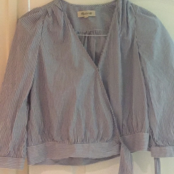 Madewell striped wrap bloue with tie - Picture 3 of 4